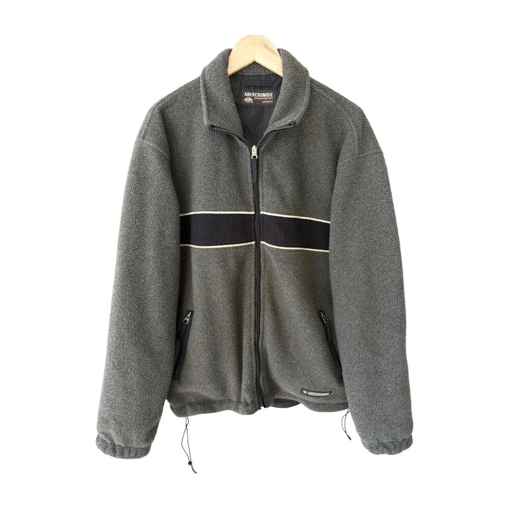 Abercrombie Fleece Jacket Mens Large Gray Full Zip Outdoor